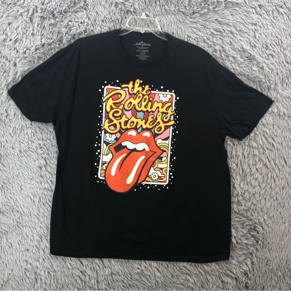 The Rolling Stones Tshirt Unisex XXL Spellout Graphic Black Short Sleeve Bravado